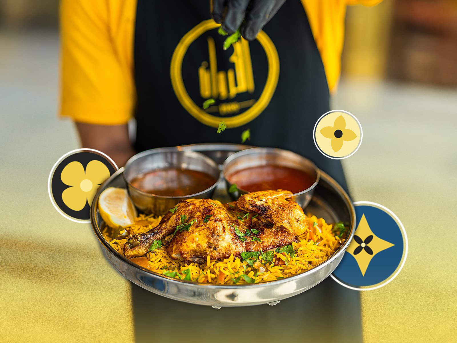 Al Karawan plated meal composition with Egyptian references